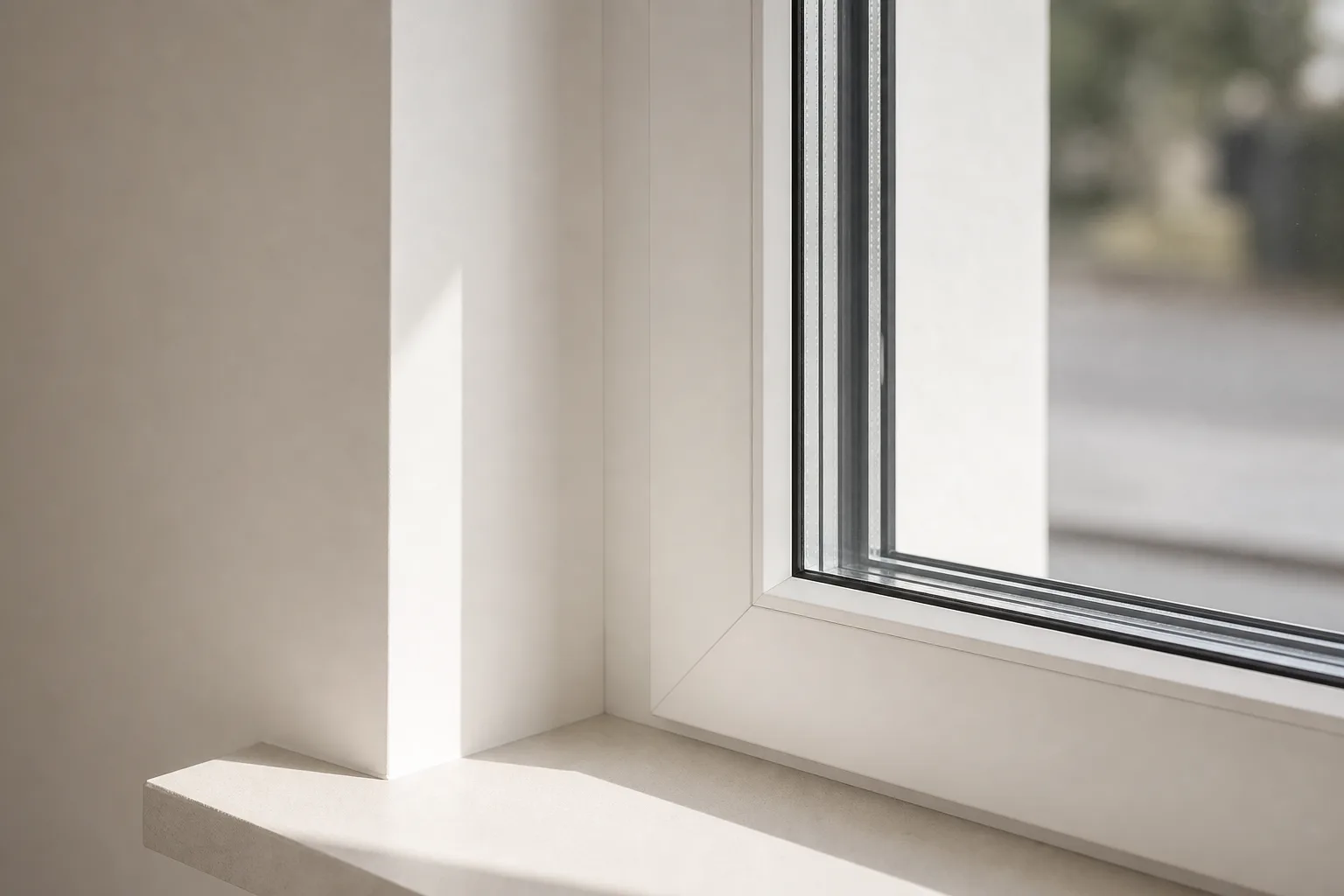 Kunststofffenster in einem hellen, modernen Raum